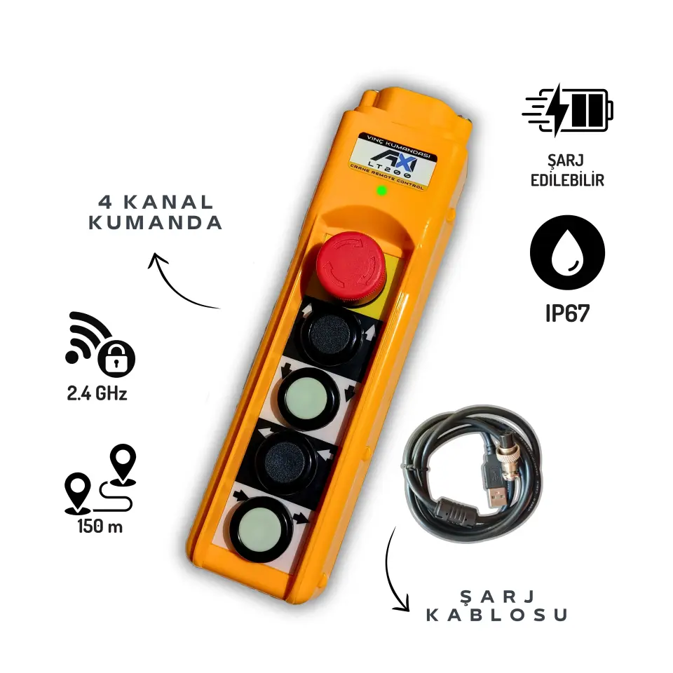 ST200 Vinç Kumandası Alıcı Verici Set - 4 Kanal